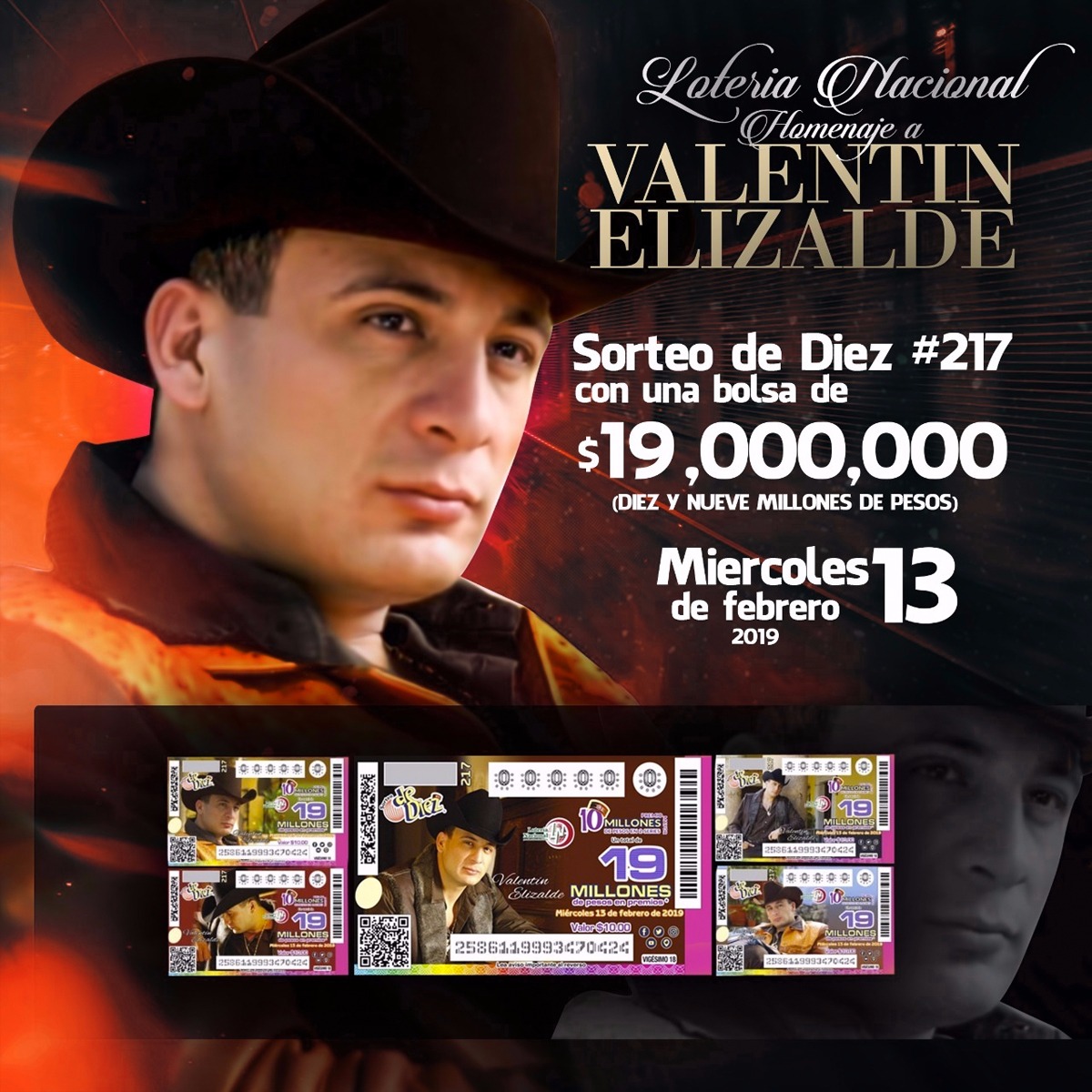 Lucirán billetes de Lotería Nacional imagen de Valentín Elizalde | Sinaloa  en Linea