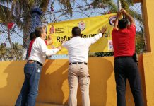 Inician con la colocación de lonas de identificación de Refugio temporal