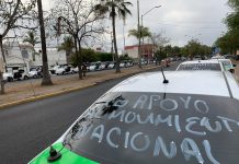 Protestan Taxistas contra servicios de aplicaciones digitales