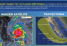 “Lorena” se intensifica nuevamente a huracán de categoría 1: CONAGUA