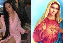Rosalía genera controversia con foto de la Virgen María