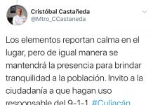 SIN INDICIOS DE HECHOS VIOLENTOS EN COMUNIDADES DE CULIACÁN