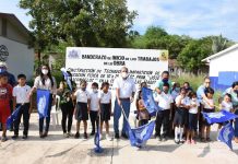 78 alumnos de la primaria “José Vasconcelos” de Las Habitas, se beneficiarán con la construcción para sus actividades de educación física, cívicas y culturales.