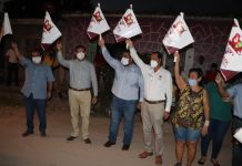 Abandera alcalde obra de pavimentación en calle Rafael Buelna, en la colonia Gabriel Leyva.