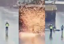 #Video Guardia de seguridad sobrevive a rayo con paraguas en mano