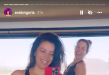 Eva Longoria apoya al Necaxa durante su rutina de ejercicio