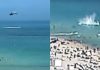 Espeluznante momento en Miami Beach: Un helicóptero se estrella junto a la playa y alerta a los bañistas | VIDEO