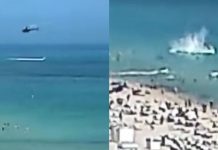 Espeluznante momento en Miami Beach: Un helicóptero se estrella junto a la playa y alerta a los bañistas | VIDEO