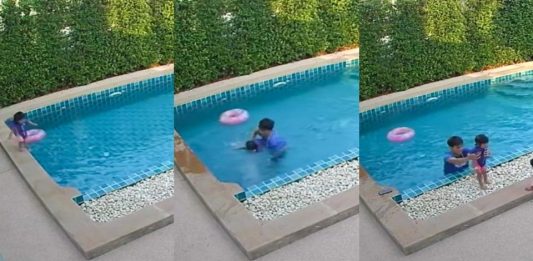 Niña de 10 años salva a su hermana que cae en piscina: VIDEO