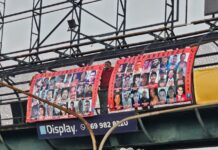 Buscadoras del Sur de Sinaloa colocan 72 lonas con rostros de personas desaparecidas en Mazatlán