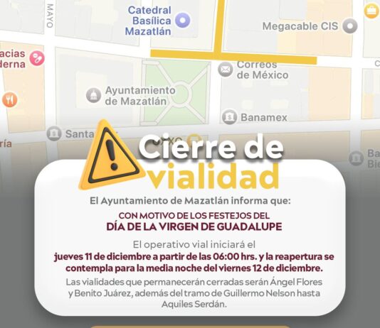 Implementa Tránsito cierre vial en primer cuadro de la ciudad por festejos de Día de la Virgen