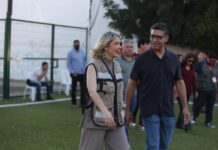 Entrega Estrella Palacios rehabilitación de cancha de futbol 7 de la colonia López Mateos
