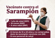 Secretaría de Salud llama a la población a vacunarse contra el sarampión