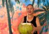 Julieta Chávez impulsa en Mazatlán el consumo de agua de coco por sus beneficios