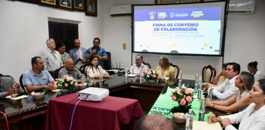 El Rector Jesús Madueña y Claudia Liliana Valdez, alcaldesa de El Rosario, firman convenio de cooperación académica y social en beneficio de la comunidad