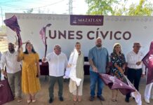 Inician construcción de barda perimetral durante Lunes Cívico en Secundaria Federal 4 “Mariano Escobedo”