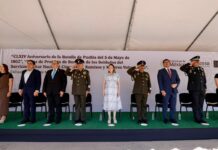 Asiste gobernadora Yeraldine a ceremonia conmemorativa de la Batalla de Puebla en la Novena Zona Militar