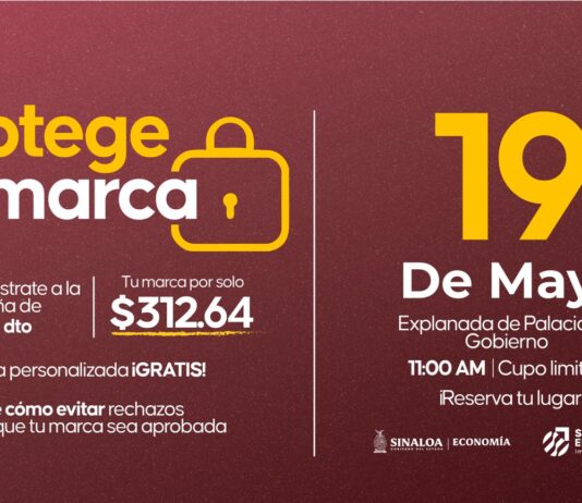Gobierno de Sinaloa invita a aprovechar el 90% de descuento en el Registro de Marca