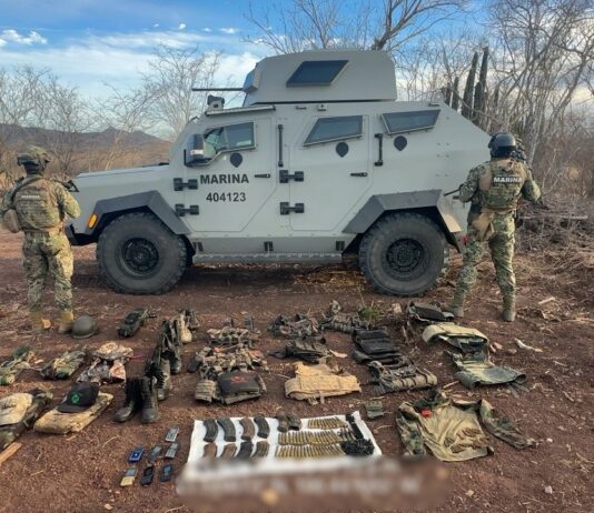 Marina realiza aseguramiento de un vehículo, presunta droga, equipo diverso, así como la destrucción de artefactos explosivos en Mazatlán