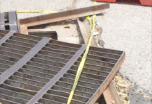 Rejas Pluviales Levantadas un Peligro para Vehículos y Personas en calles Emilio Barragán con Miguel Alemán; Tráfico Pesado